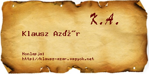 Klausz Azár névjegykártya